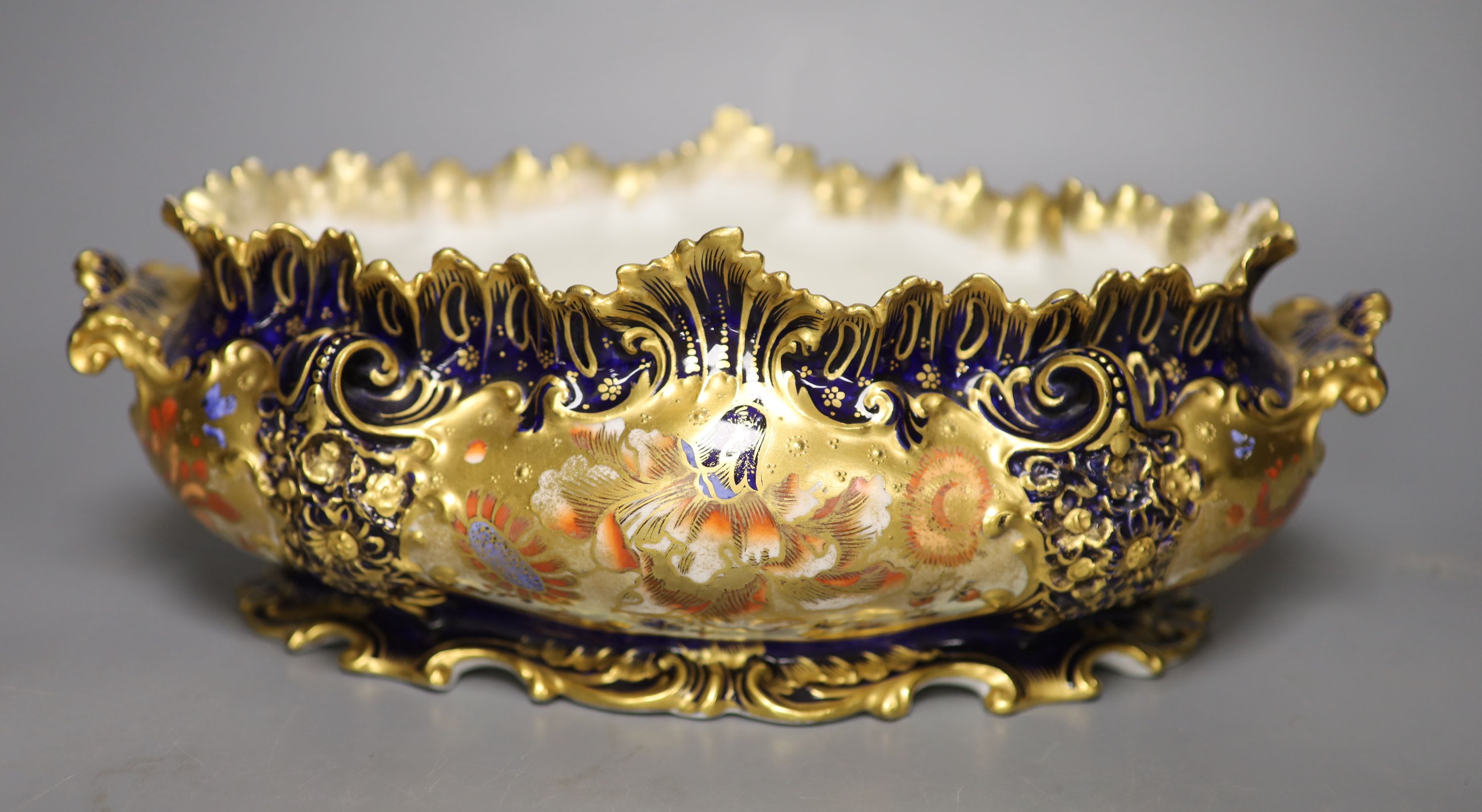 A Royal Crown Derby Imari pattern jardiniere, W 30cm